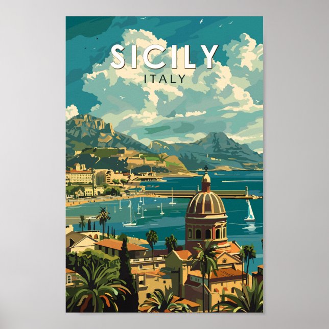 Sizilien Italien Reisen Kunst Vintag Poster (Vorne)