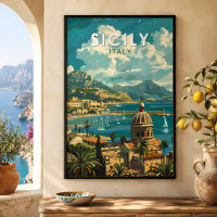 Sizilien Italien Reisen Kunst Vintag