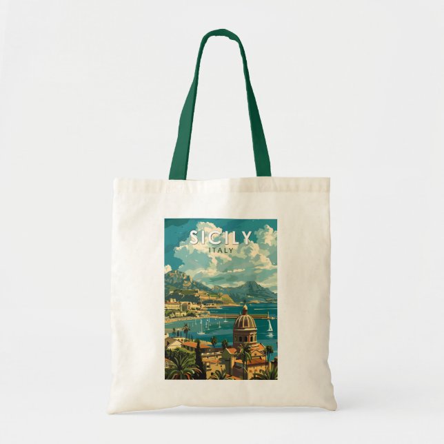 Sizilien Italien Reisen Kunst Vintag Tragetasche (Vorne)