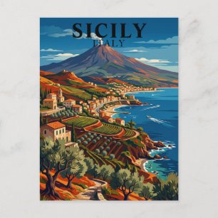 Sizilien Italien Vintage Mittelmeer Küste Postkarte