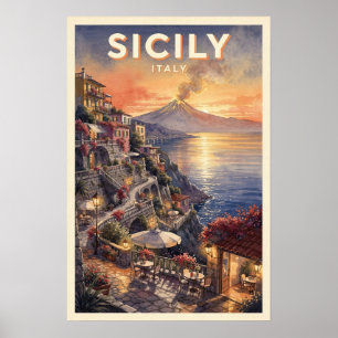 Sizilien Italien Vintage Reise Poster