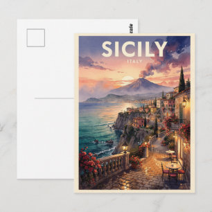 Sizilien Italien Vintage Reise Postkarte