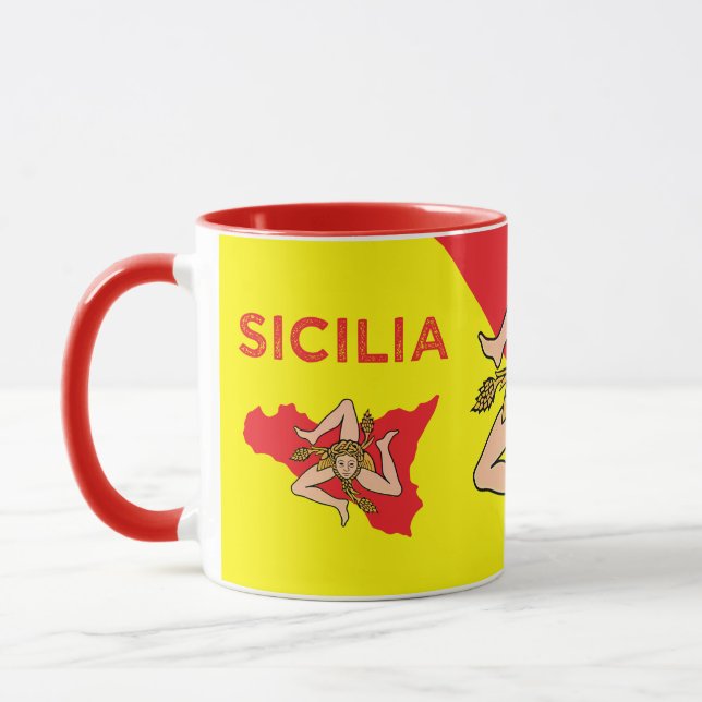 Sizilien sizilianische Flagge Sizilien Trinacria Tasse (Links)