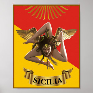 Sizilien / sizilianische Medusa Trinacria Poster