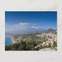 Sizilien - Taormina vor der Ätna-Postkarte