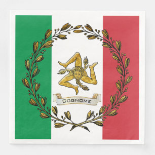 Sizilien-Trinacria Olive Wraath Flag Persönlich Serviette