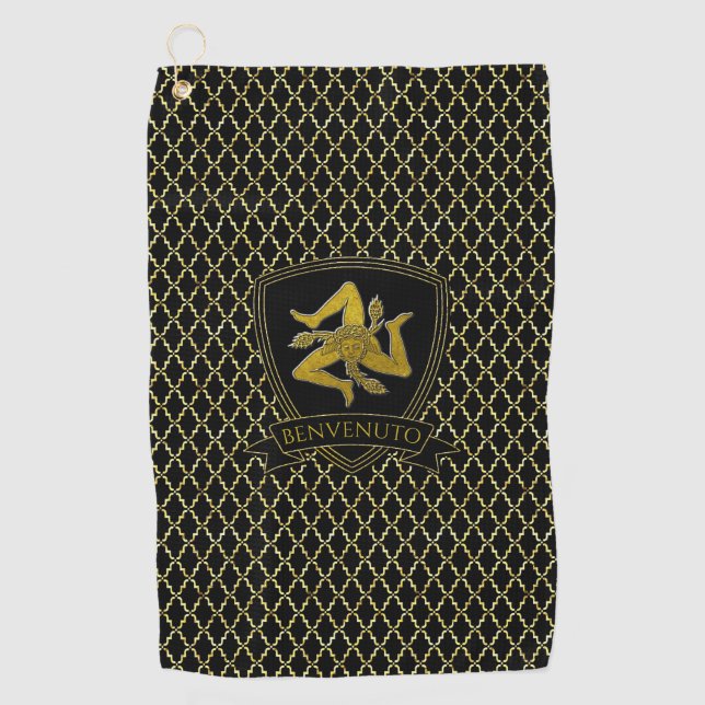 Sizilien-Trinacria-Quatrefolie  Golfhandtuch (Vorderseite)