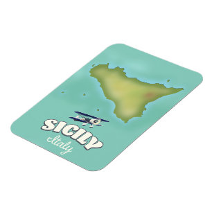 Sizilien Vintage Stilkarte Magnet