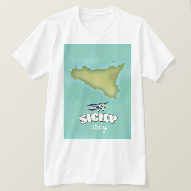Sizilien Vintage Stilkarte T-Shirt (Design vorne)