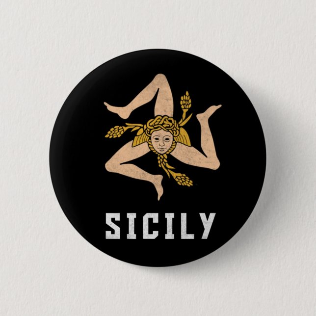 Sizilien Vintage Style Flagge  Button (Vorderseite)