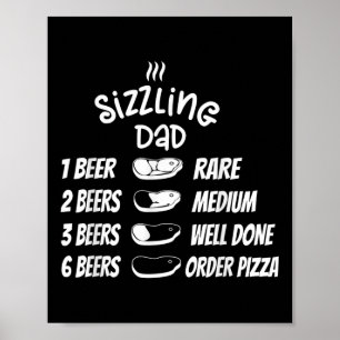 Sizzelnder Dad Fleisch Bier Pizza Lustiger Bbq Poster