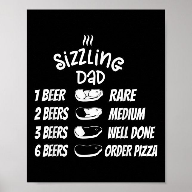 Sizzelnder Dad Fleisch Bier Pizza Lustiger Bbq  Poster (Vorne)