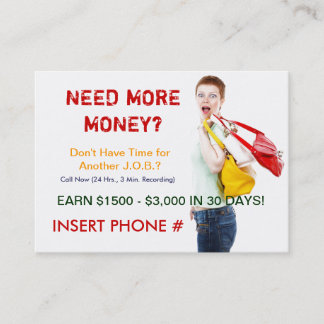 Sizzle-Karte - benötigen Sie mehr Geld? Visitenkarte