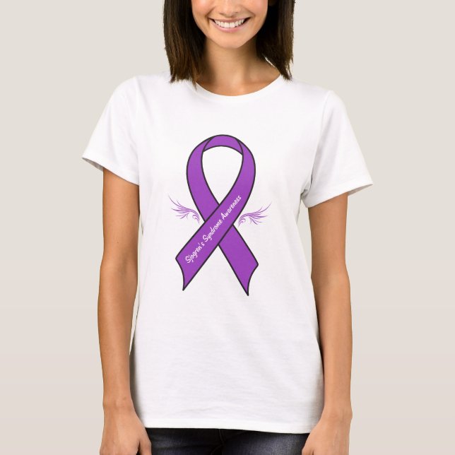 Sjogrens Syndrom-Bewusstseins-Band mit Flügeln T-Shirt (Vorderseite)