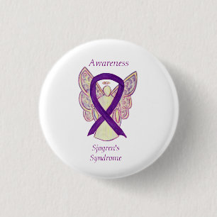 Sjogrens Syndrome Awareness Angel Ribbon Art Butto Button