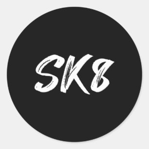 Sk8 Lustiges Skateboard Skate Skateboarding Skater Runder Aufkleber