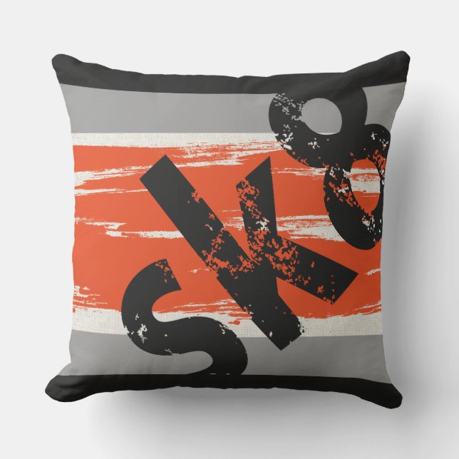 Sk8 - Skateboard Word Coussin Orange Charcoal Grey (Recto)