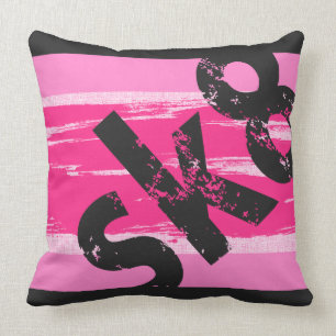Sk8 - Skateboard-Wort-Kissen-Rosa u. Grau Kissen