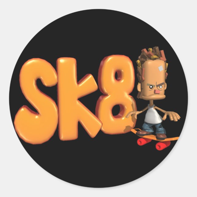 Sk8 Skateboarding-Aufkleber Runder Aufkleber (Vorderseite)