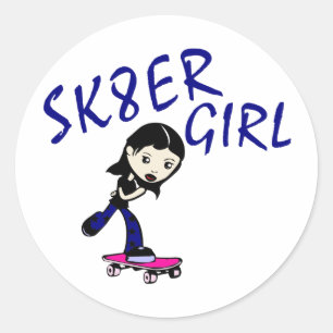 sk8er Mädchen Runder Aufkleber