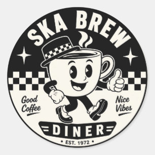 Ska Brew Coffee Club Diner – Runder Aufkleber