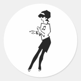Ska Music Girl Runder Aufkleber