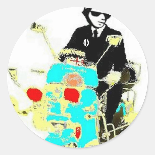 Ska on a Scoot Runder Aufkleber (Vorderseite)
