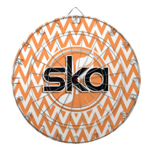 Ska; orange und weiß Zickzack Dartscheibe