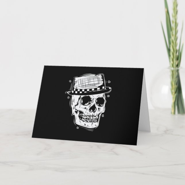 Ska Totenkopf mit Hut Jazz Musikstil Karte (Vorderseite)
