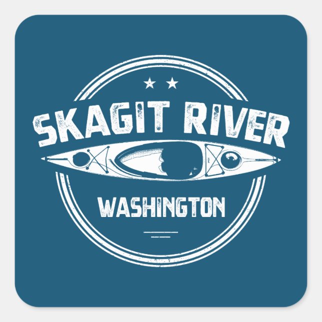 Skagit River Washington Kayaking Quadratischer Aufkleber (Vorderseite)