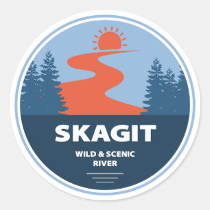 Skagit Wild und Landschaftlicher Fluss Washington Runder Aufkleber