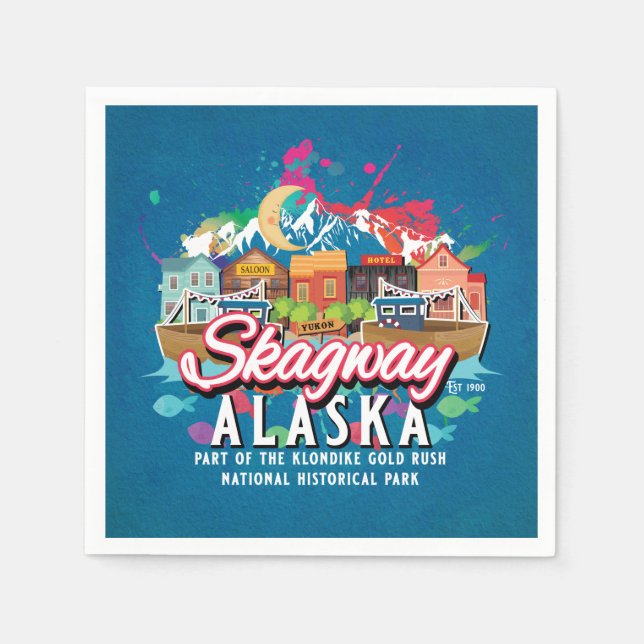 SKAGWAY ALASKA HISTORISCHE GOLD RUSH STADTDECOUPAY SERVIETTE (Vorderseite)