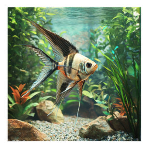 Skalarfisch schwimmt im Süßwasseraquarium Fotodruck