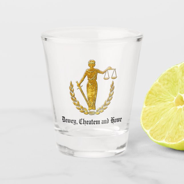 Skalen von Gerechtigkeit Schnapsglas (Vorderseite)