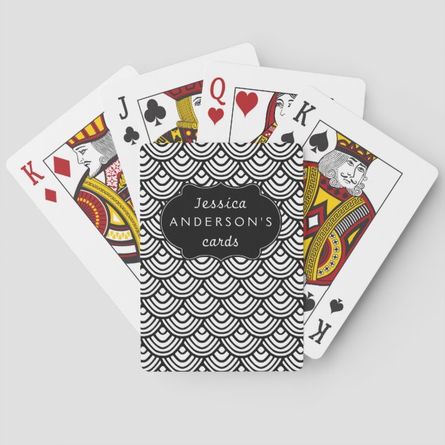 Skalierungs-Muster Personalisiert Schwarz/Weiß Spielkarten (Rückseite)