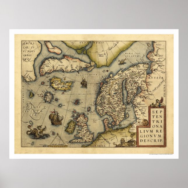 Skandanavia Karte von Ortelius 1570 Poster (Vorne)