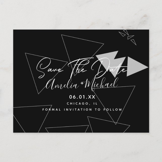 Skandi Geometrie Save the Date Postcard Postkarte (Vorderseite)