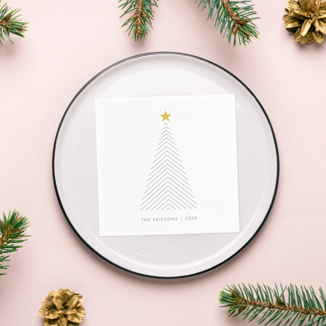 Skandinavian Christmas Tree Minimalist Gold Star Serviette (Von Creator hochgeladen)