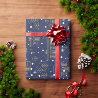 Skandinavien, Blau und Gold Geschenkpapier