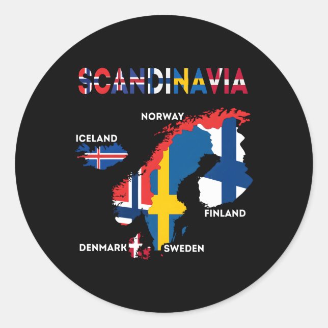 Skandinavien Flaggen nordische Länder Karten Norde Runder Aufkleber (Vorderseite)