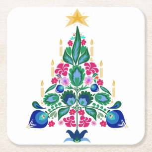 Skandinavien Folk Art Weihnachtsbaum Freshner Rechteckiger Pappuntersetzer