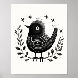 Skandinavien Folklore Bird Art Poster