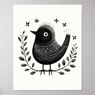 Skandinavien Folklore Bird Art Poster