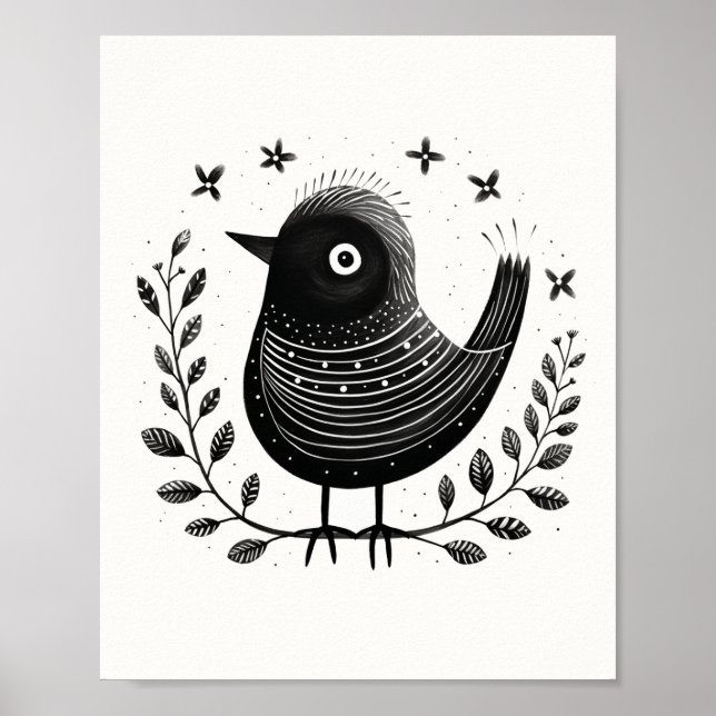 Skandinavien Folklore Bird Art Poster (Vorne)
