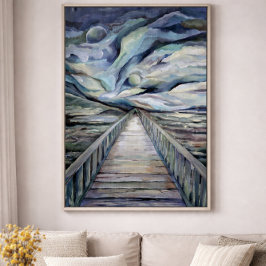 Skandinavien Idyllische kalte Winternacht Vollmond Poster