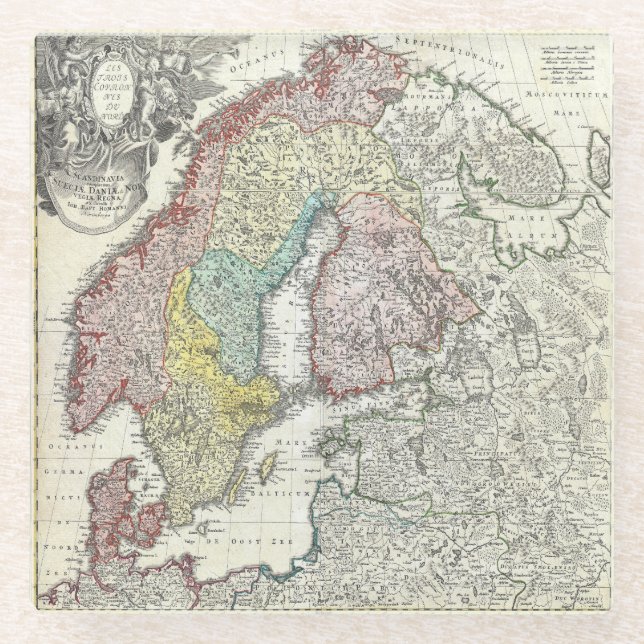 Skandinavien Karte Glasuntersetzer (Vorderseite)