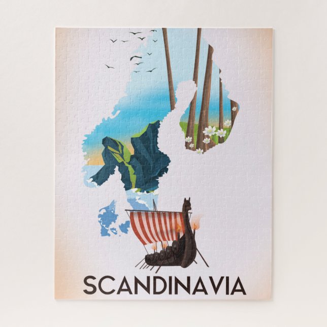 Skandinavien Karte Viking Reiseplakat (Vertikal)