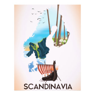 Skandinavien-Karte Wikinger-Reiseposter Fotodruck