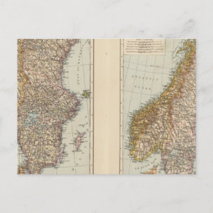 Skandinavien, Norwegen, Schweden Postkarte
