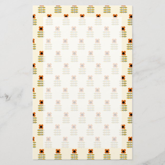 Skandinavien  Orangefarbenes Muster Briefpapier (Vorderseite)
